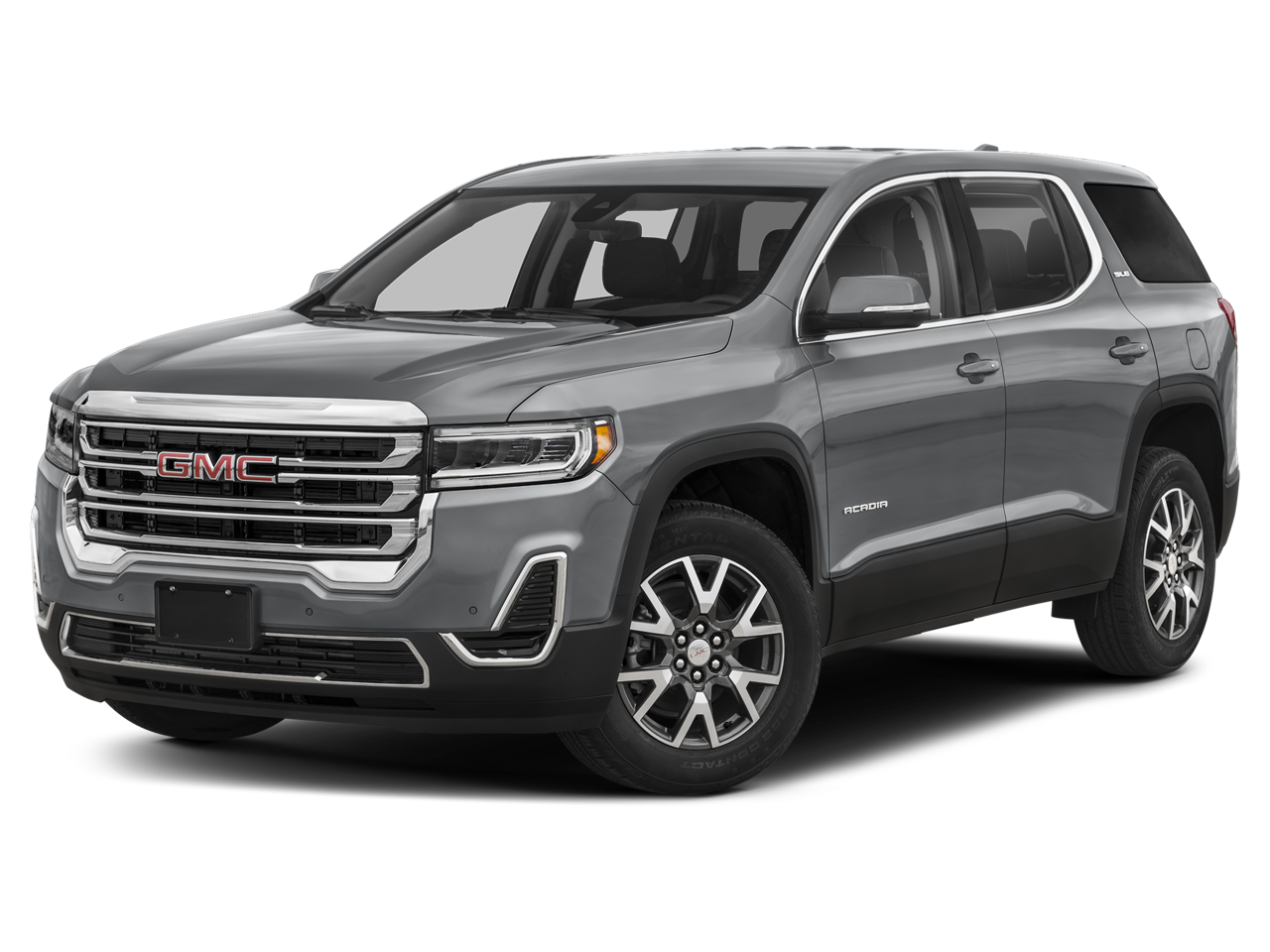 2023 GMC Acadia SLT in Sterling Metallic — front three-quarter view