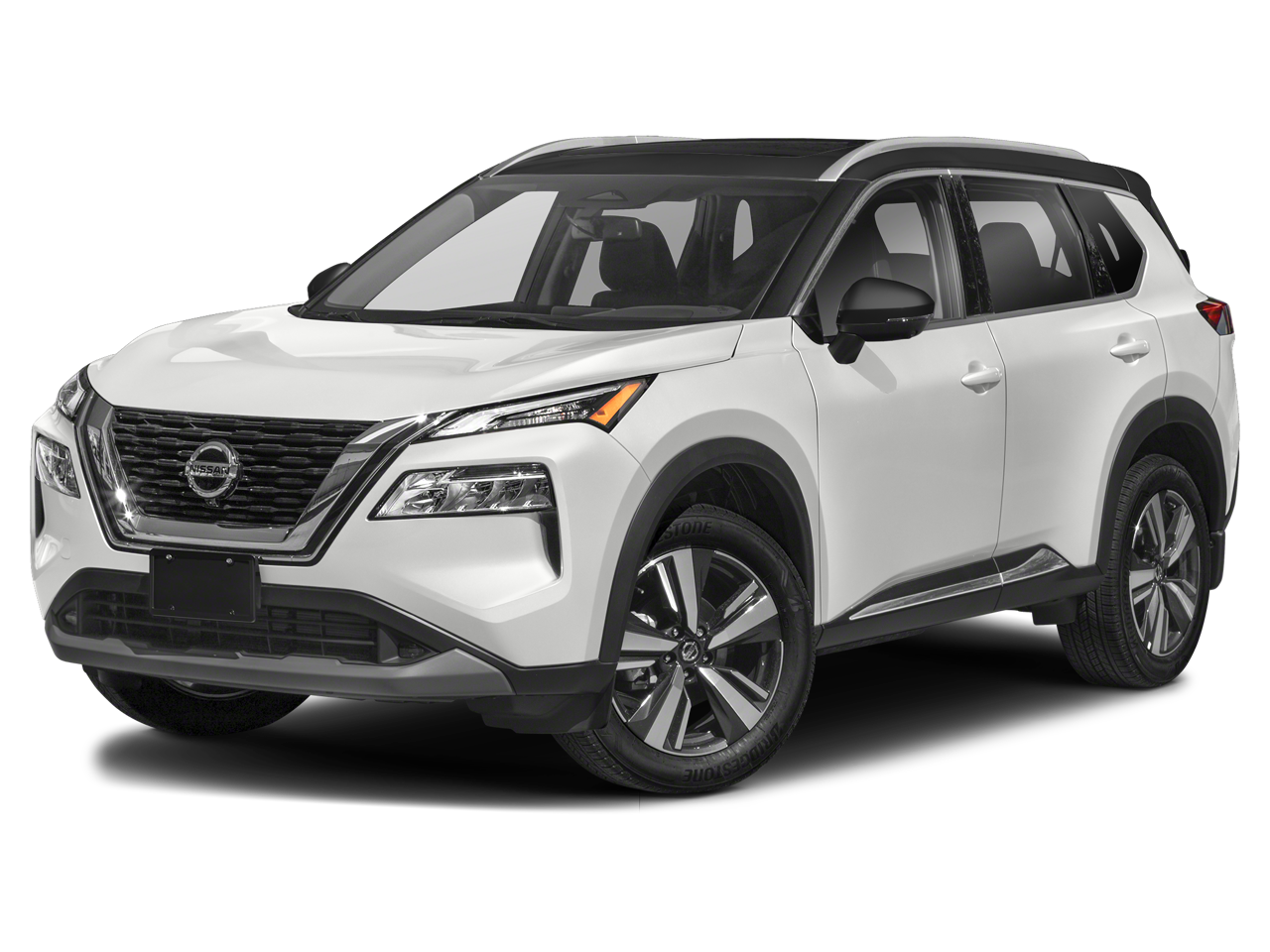 2023 Nissan Rogue SL in Pearl White Tricoat/Super Black — front three-quarter view