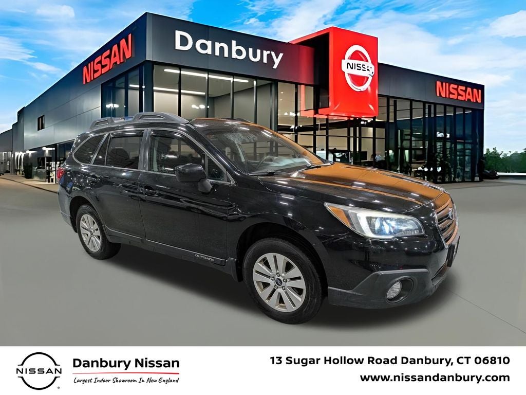 2015 Subaru Outback 2.5i Premium in Crystal Black Silica — front three-quarter view